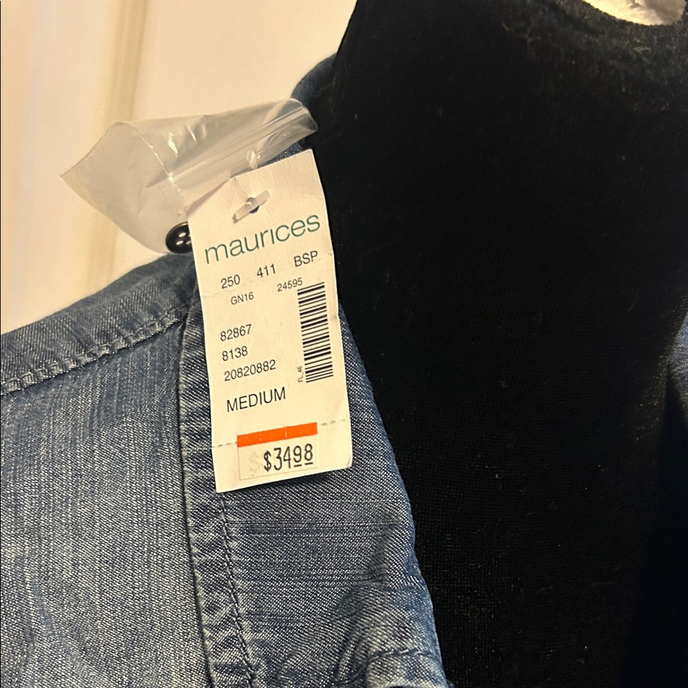 Maurices Light Blue Denim Shirt - Casual Button Front - Picture 2 of 6
